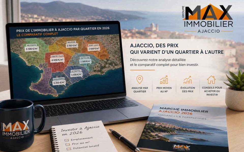 Prix de l'immobilier à Ajaccio par quartier en 2026 : le comparatif complet