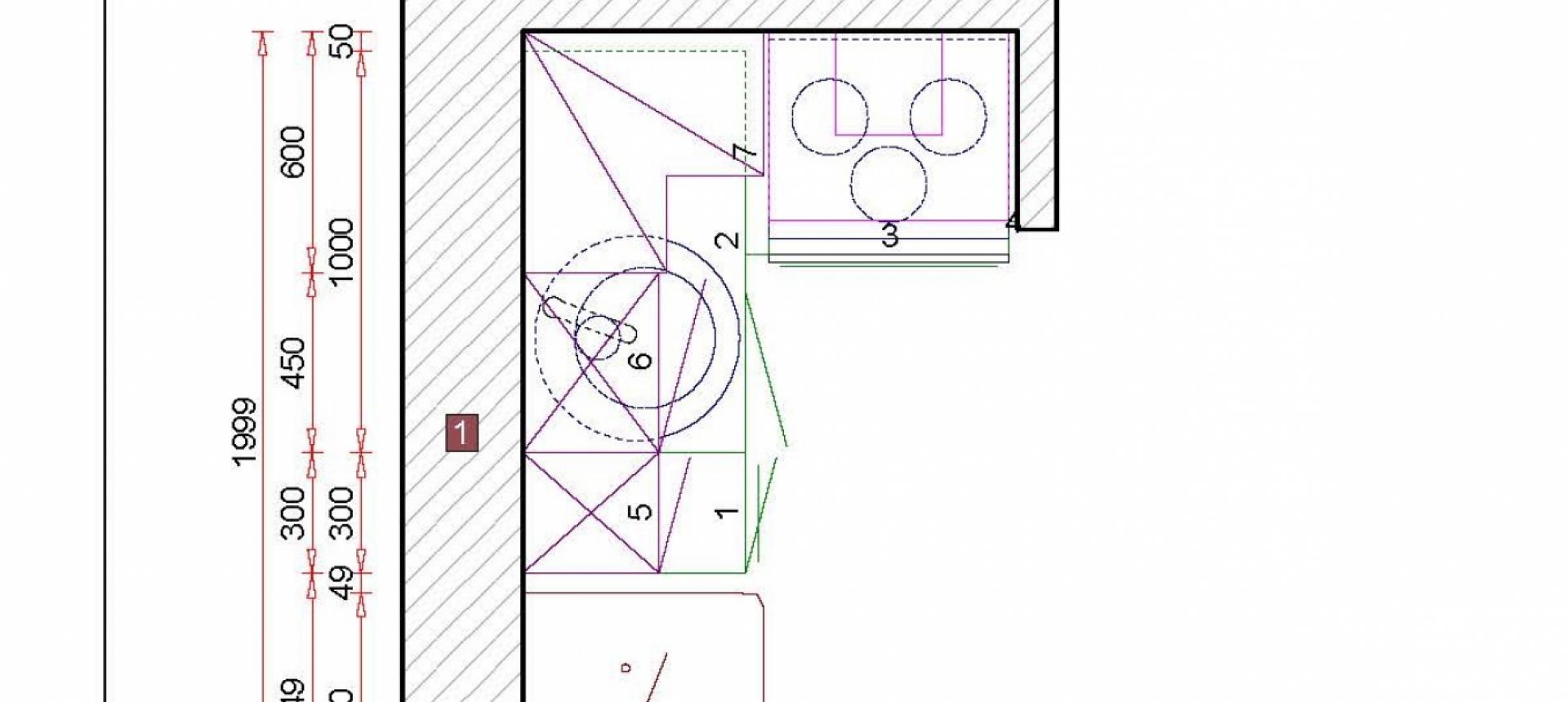 F2 meublé à louer LE GENOVESE  plan cuisine