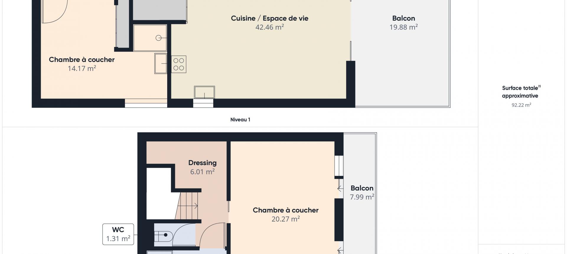 F3/4 duplex vue mer à Vendre à Ajaccio - Santa Lina
