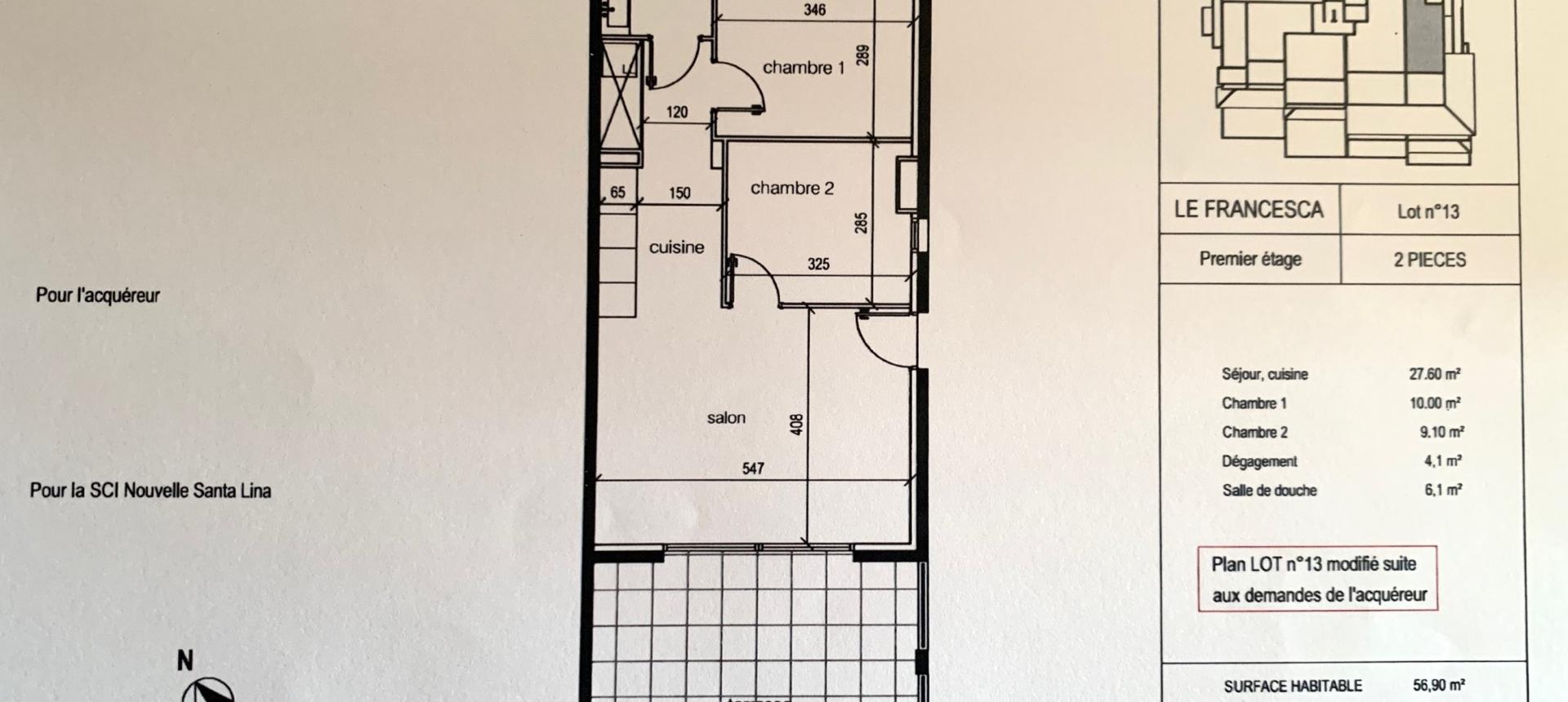 Appartement F3 à l'achat Santa Lina avec vue mer - AJACCIO