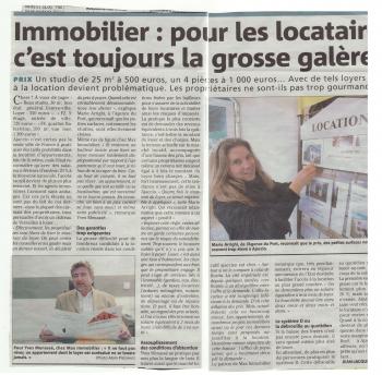 Article Corse-Matin – Immobilier : pour les locataires, c'est toujours la grosse galère (mars 2010)