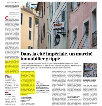 Article Corse-Matin – Dans la cité  impériale, un marché immobilier grippé (novembre 2023)