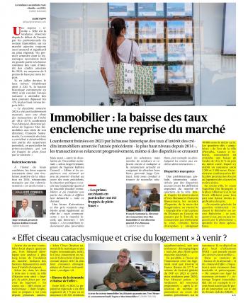 Article Corse-Matin – Immobilier: la baisse des taux enclenche une reprise du marché (août 2024)