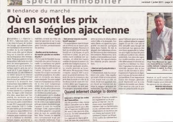 Article Corse-Matin – Corse Matin Supplément (juillet 2011)