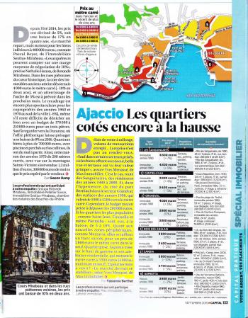 Article Capital – Capital : Ajaccio les quartiers cotés encore à la hausse (mai 2015)