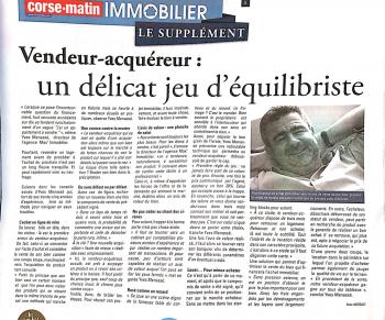 Article Corse-Matin – Corse Matin Immobilier (octobre 2015)