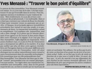 Article Corse-Matin – Interview Yves MENASSE (octobre 2019)