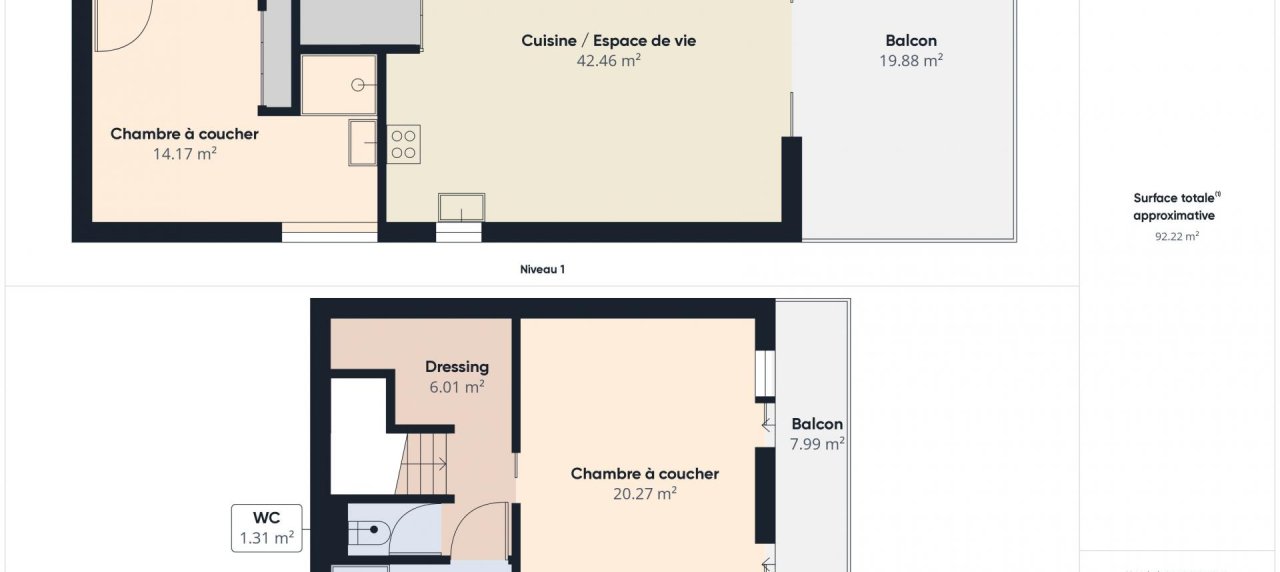 F3/4 duplex vue mer à Vendre à Ajaccio - Santa Lina
